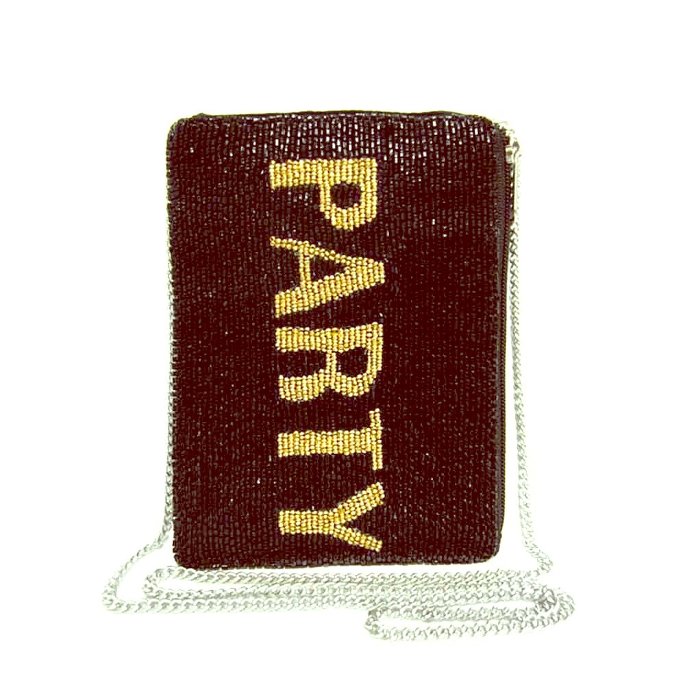 Crossbody black and gold beaded bag